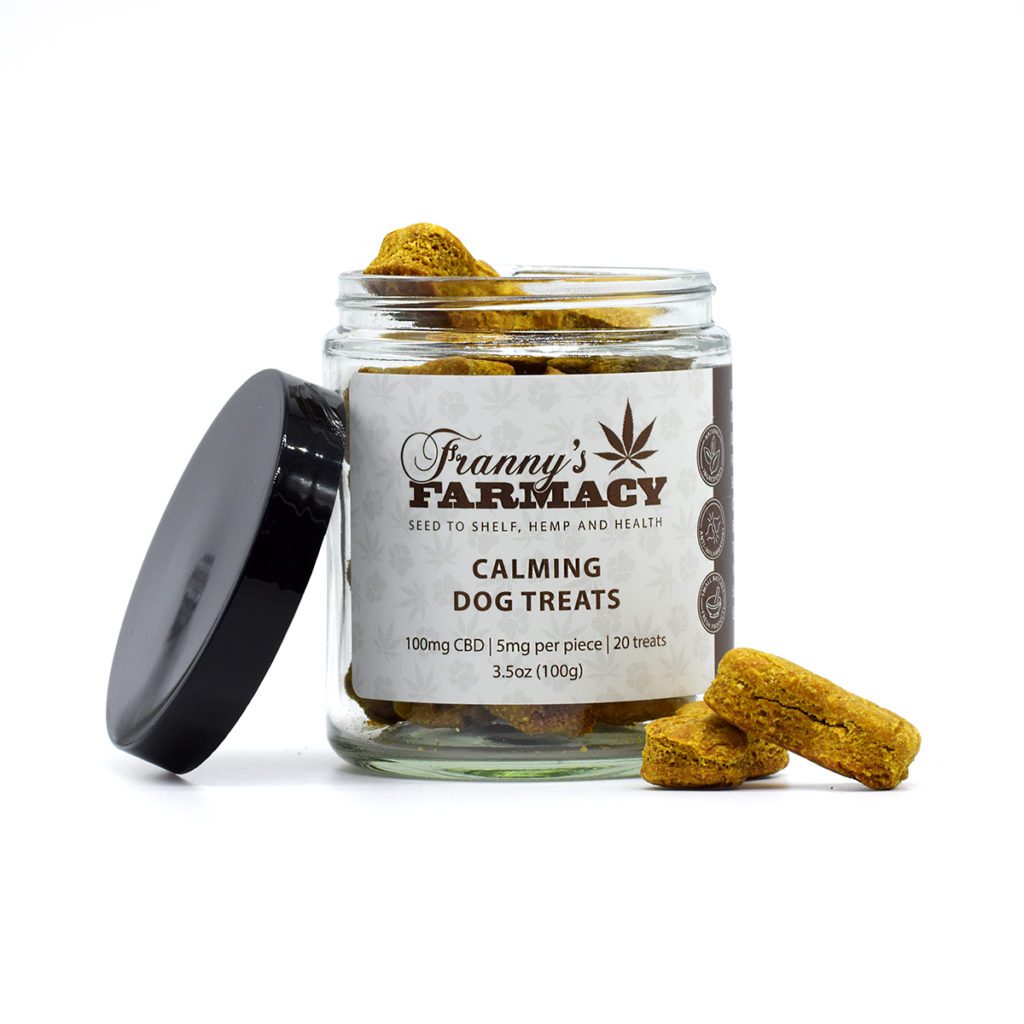 CBD Calming Dog Treats from Frannys Farmacy Jar Open