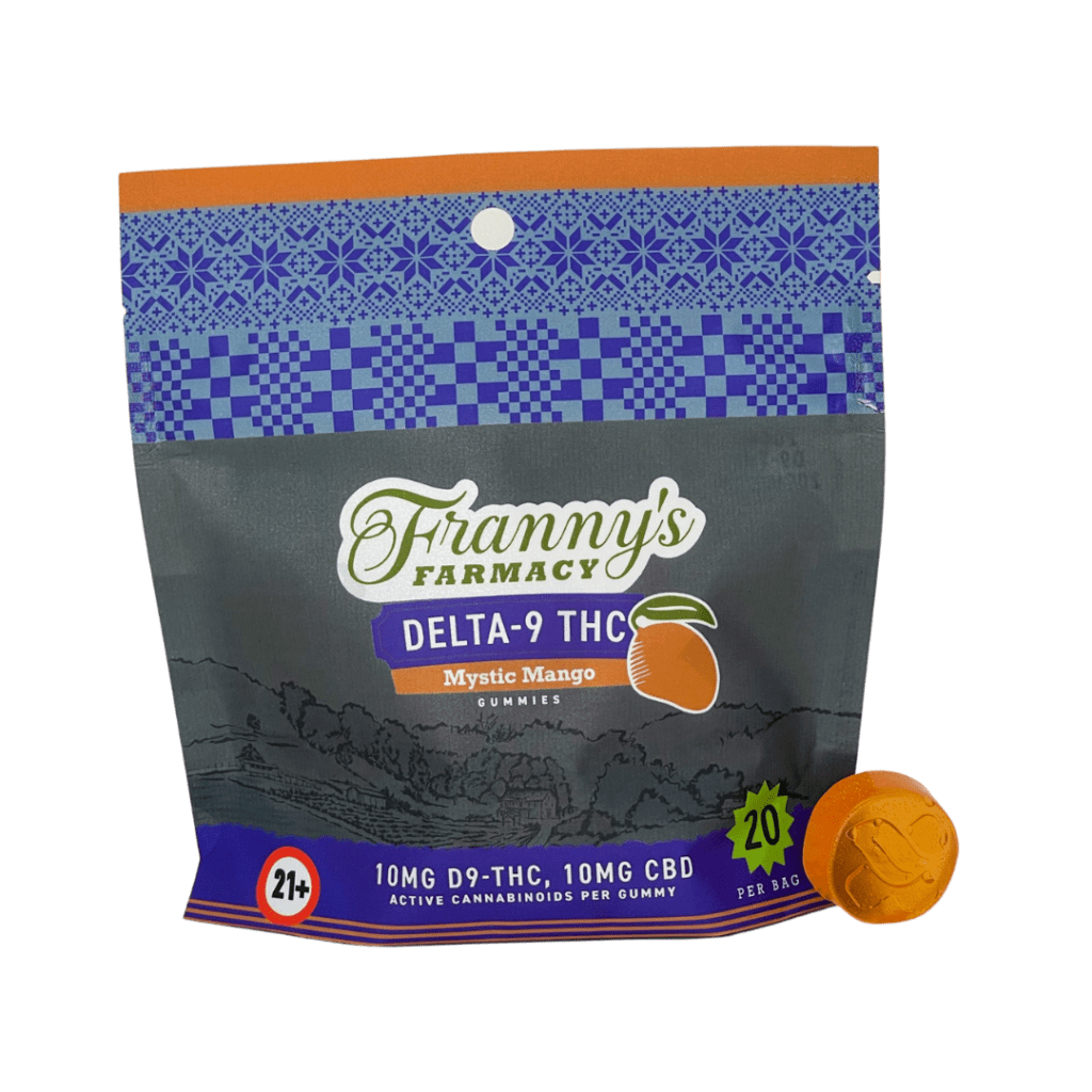 Mango D9 20pk front of package with gummy on side